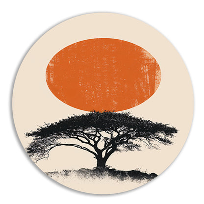 Minimale boom silhouet tegen oranje zon forex muurcirkel