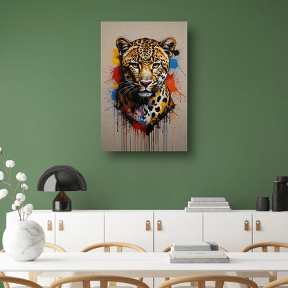 Kleurrijk Abstract Luipaard in Actie acrylglas