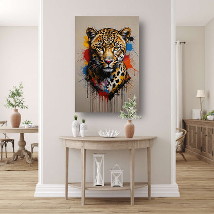 Kleurrijk Abstract Luipaard in Actie canvas
