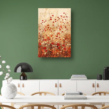 Abstracte bloemenweide in warme tinten poster