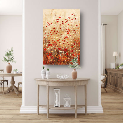 Abstracte bloemenweide in warme tinten poster