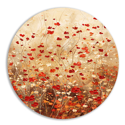 Abstracte bloemenweide in warme tinten forex muurcirkel