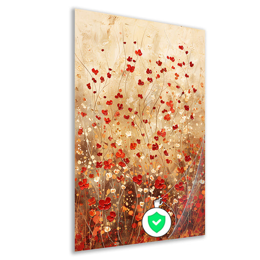 Abstracte bloemenweide in warme tinten poster