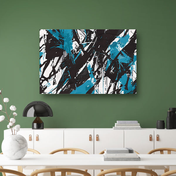 Abstracte dynamiek in zwart, wit en blauw   acrylglas