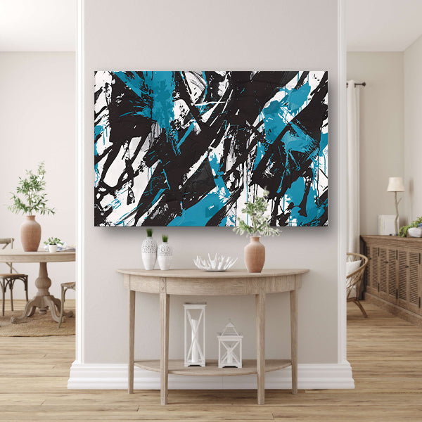 Abstracte dynamiek in zwart, wit en blauw   acrylglas