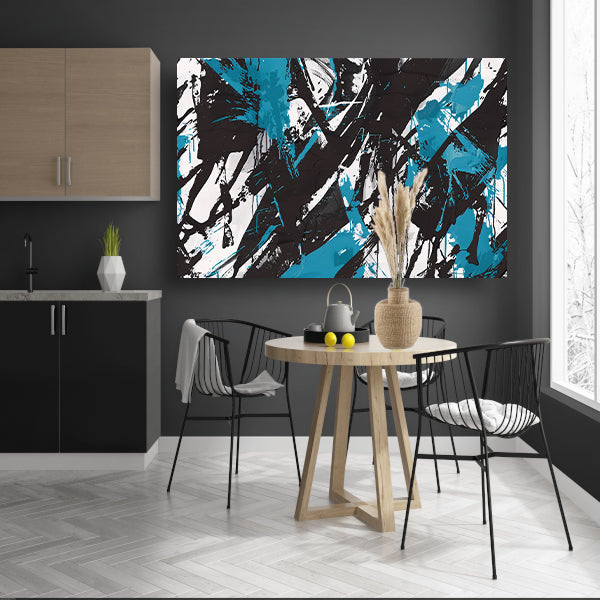 Abstracte dynamiek in zwart, wit en blauw   acrylglas