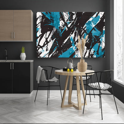 Abstracte dynamiek in zwart, wit en blauw   acrylglas