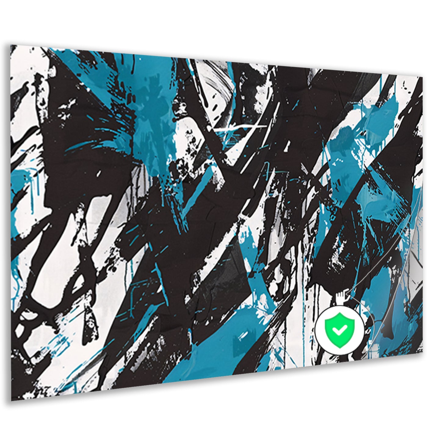 Abstracte dynamiek in zwart, wit en blauw  poster