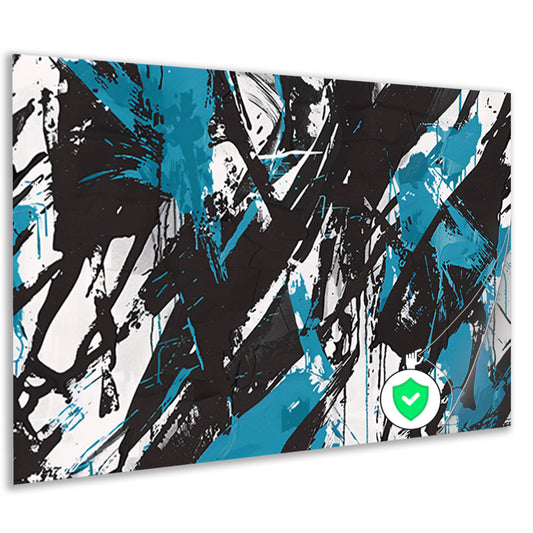Abstracte dynamiek in zwart, wit en blauw  poster