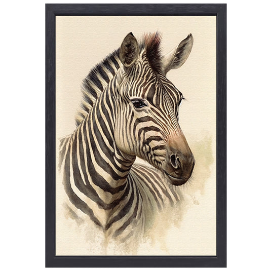 Zebraportret in close-up canvas met baklijst