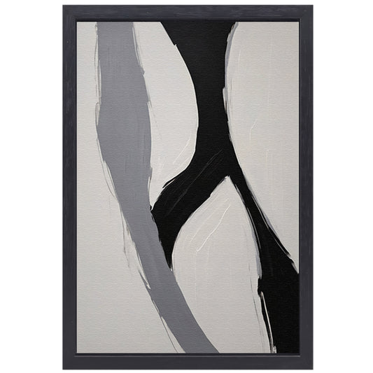Zwart-wit Abstract Minimalistisch Ontwerp canvas met baklijst