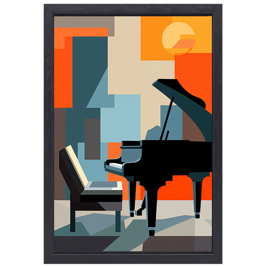Abstracte Piano en Stoel Harmonie canvas met baklijst