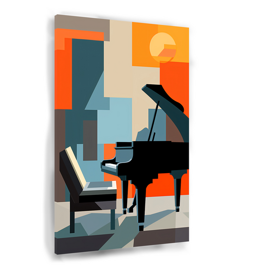 Abstracte Piano en Stoel Harmonie canvas