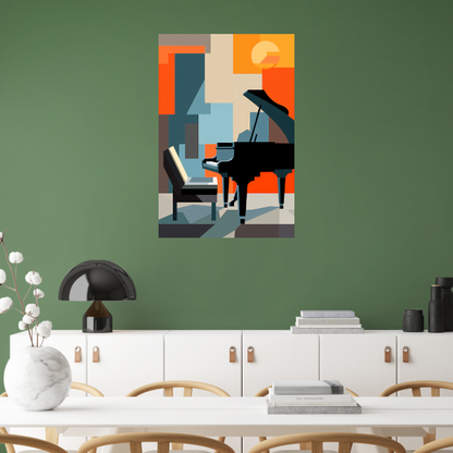 Abstracte Piano en Stoel Harmonie Acrylglas