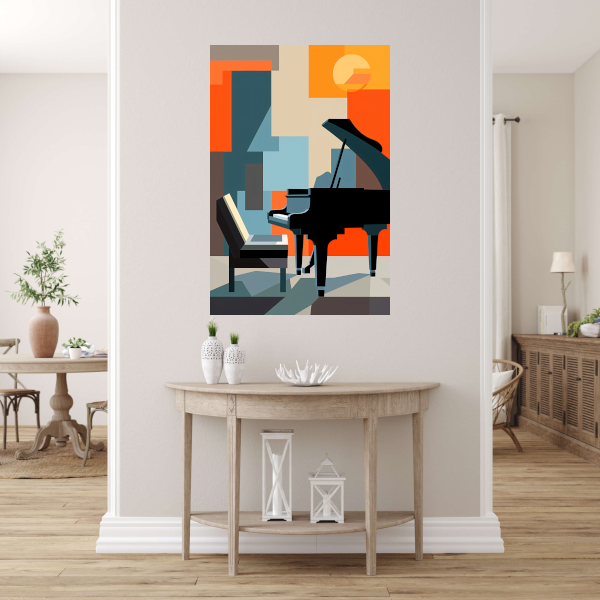 Abstracte Piano en Stoel Harmonie Acrylglas