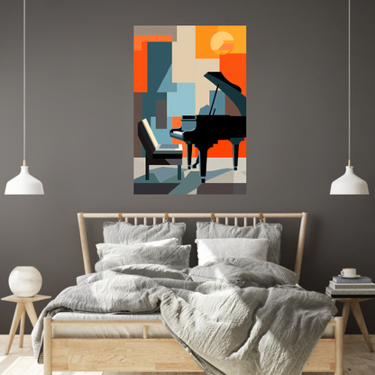 Abstracte Piano en Stoel Harmonie Acrylglas