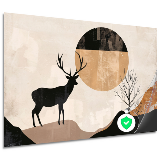 Silhouet van een hert bij nacht en natuur poster