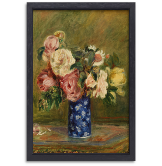 Boeket Rozen - Pierre-Auguste Renoir canvas met baklijst