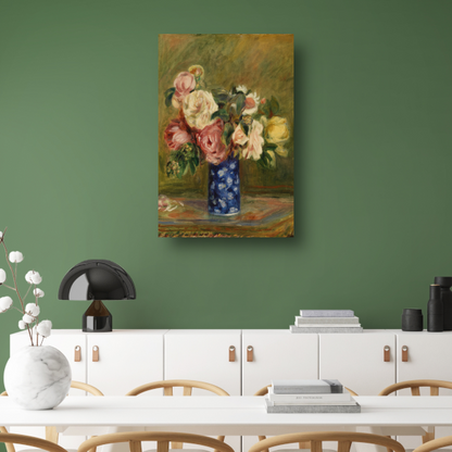 Boeket Rozen - Pierre-Auguste Renoir canvas met baklijst