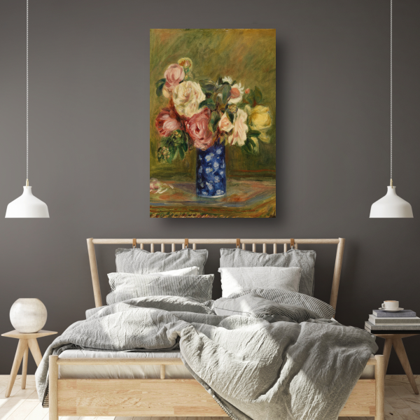 Boeket Rozen - Pierre-Auguste Renoir canvas met baklijst