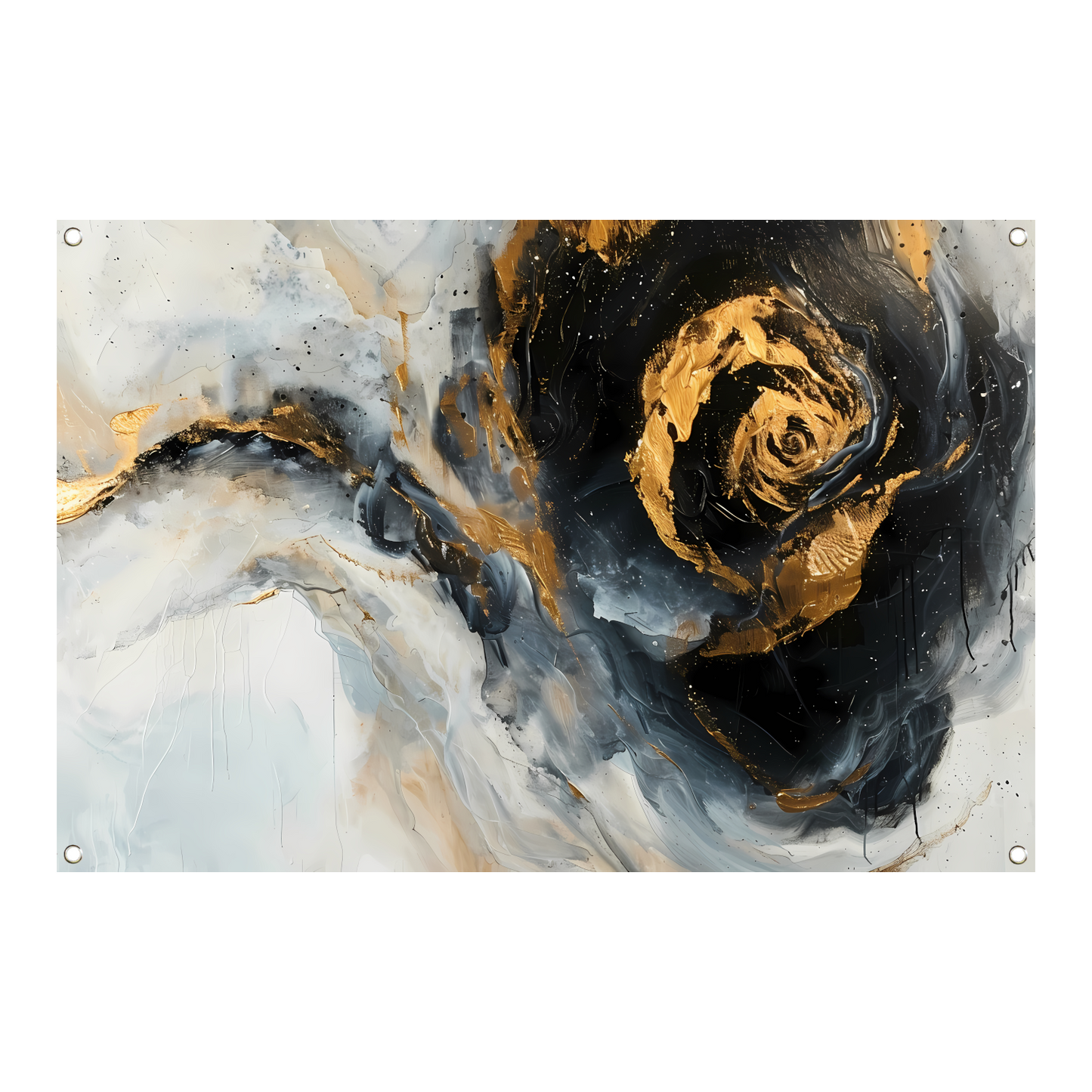 Moderne abstracte expressie in goud en blauwtinten tuinposter