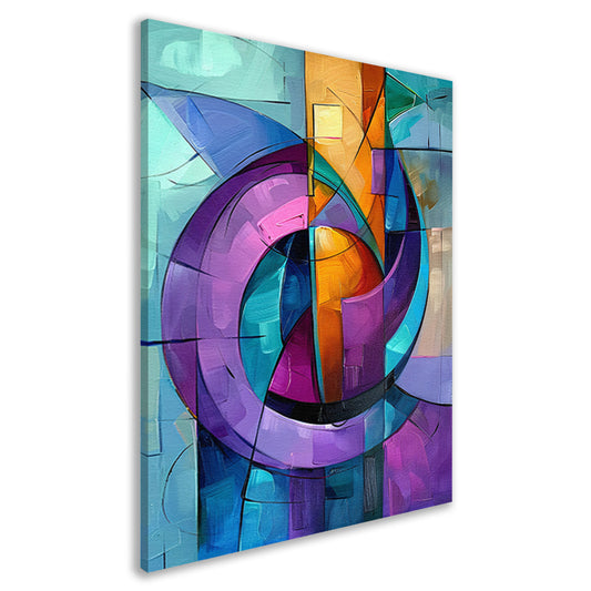 Abstract kleurrijk schilderij met geometrische vormen canvas