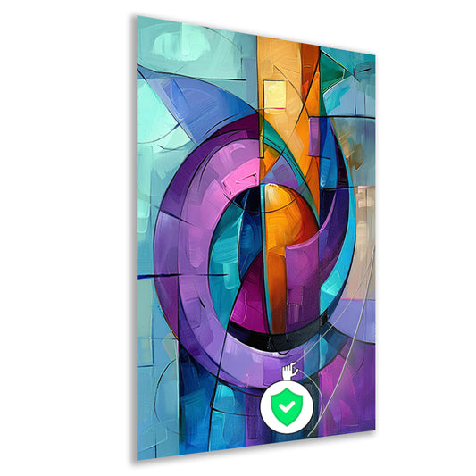 Abstract kleurrijk schilderij met geometrische vormen poster