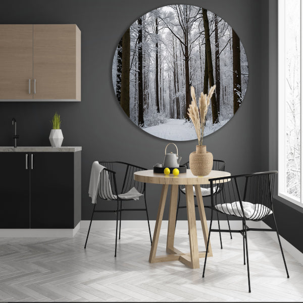 Betoverend besneeuwd bos in de winter forex muurcirkel