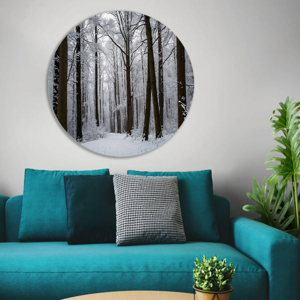 Betoverend besneeuwd bos in de winter forex muurcirkel