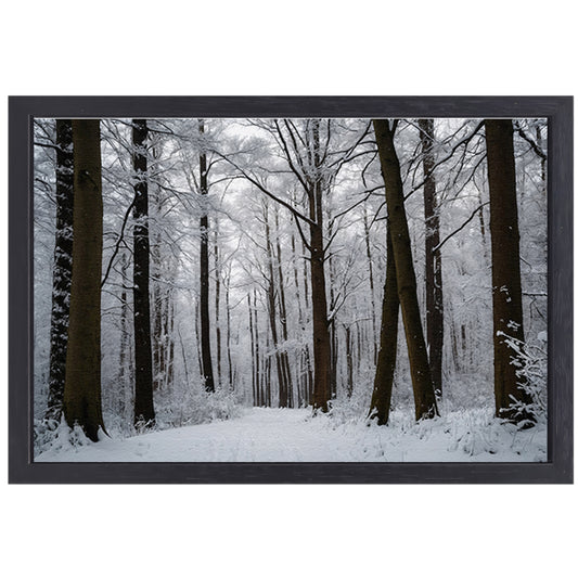 Betoverend besneeuwd bos in de winter canvas met baklijst