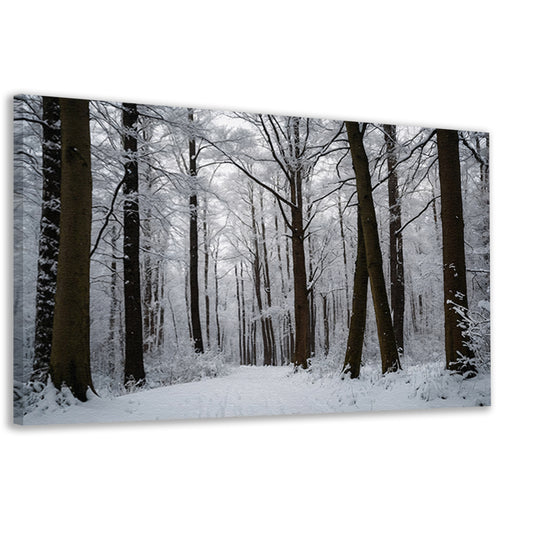 Betoverend besneeuwd bos in de winter canvas