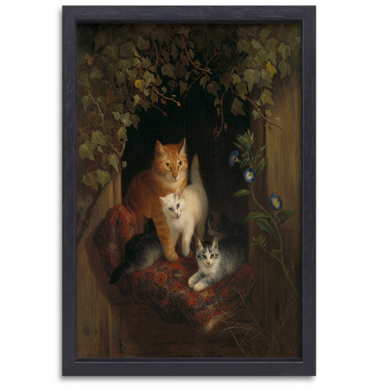 Kat met kittens - Henriëtte Ronner-Knip canvas met baklijst