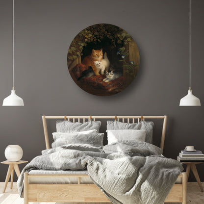 Kat met kittens - Henriëtte Ronner-Knip aluminium muurcirkel