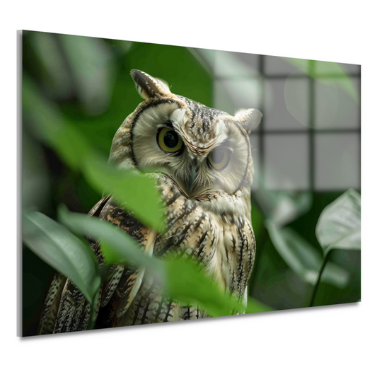 Uil tussen het groen van de jungle acrylglas
