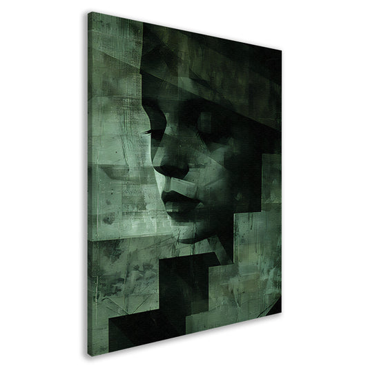 Gelaagd Abstract in Groen en Zwart canvas