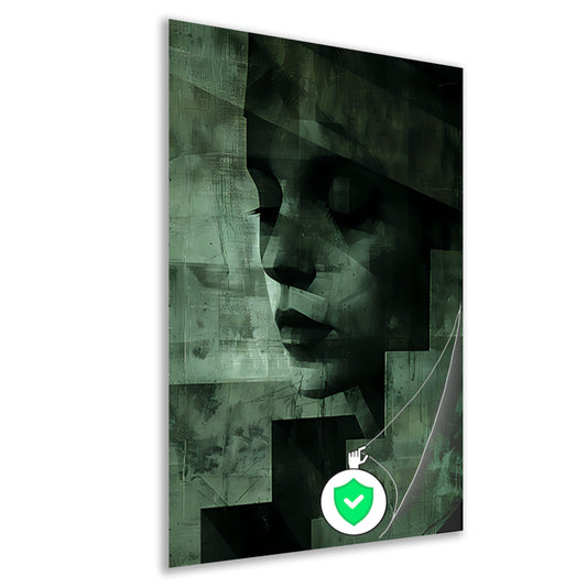 Gelaagd Abstract in Groen en Zwart poster