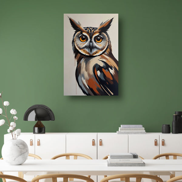 Expressieve Uil in Moderne Kleuren Kunst canvas
