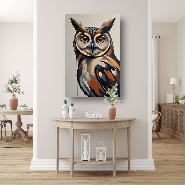 Expressieve Uil in Moderne Kleuren Kunst canvas