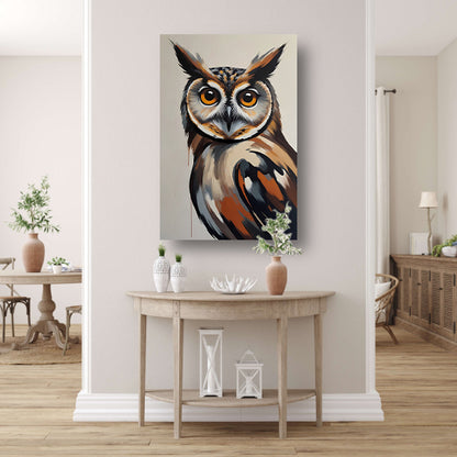Expressieve Uil in Moderne Kleuren Kunst canvas