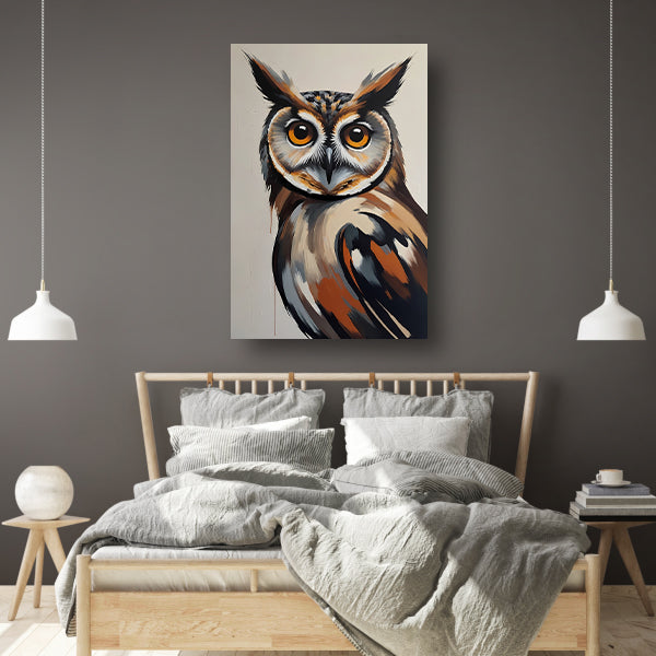 Expressieve Uil in Moderne Kleuren Kunst canvas