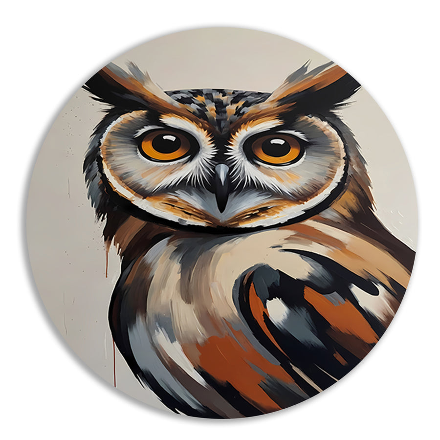 Expressieve Uil in Moderne Kleuren Kunst forex muurcirkel