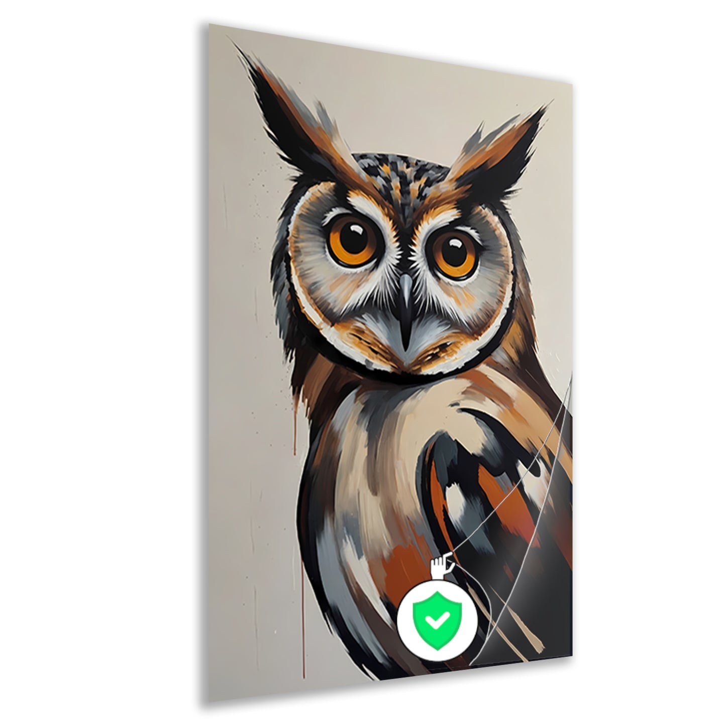 Expressieve Uil in Moderne Kleuren Kunst poster