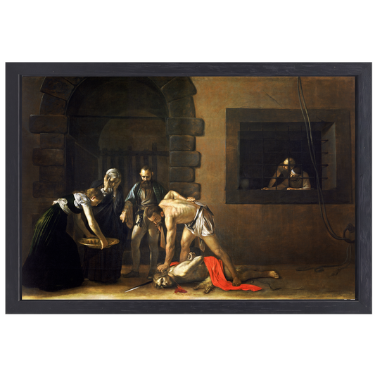 De onthoofding van Sint Johannes de Doper - Caravaggio canvas met baklijst