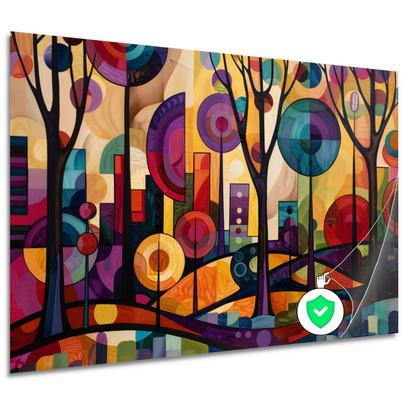 Kleurrijke Abstracte Stadsbomen in Dynamiek poster