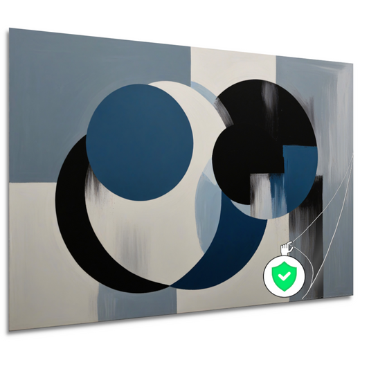 Geometrische abstractie in zwart, wit en blauw poster