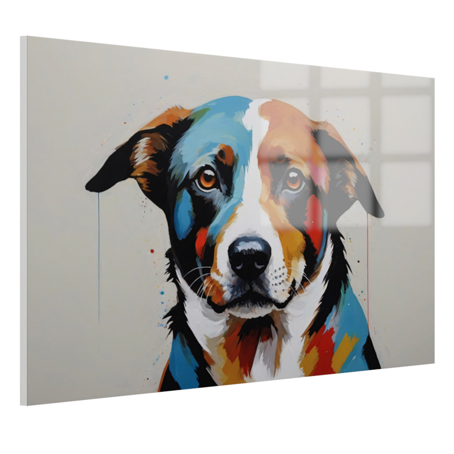 Levendige Popart Hond in Moderne Kleuren acrylglas