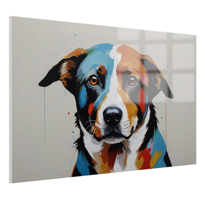 Levendige Popart Hond in Moderne Kleuren acrylglas