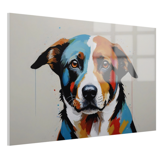 Levendige Popart Hond in Moderne Kleuren acrylglas