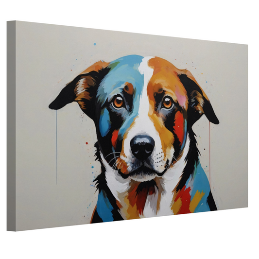 Levendige Popart Hond in Moderne Kleuren canvas