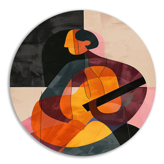 Abstract Persoon met Kleurrijk Geometrische Vormen aluminium muurcirkel
